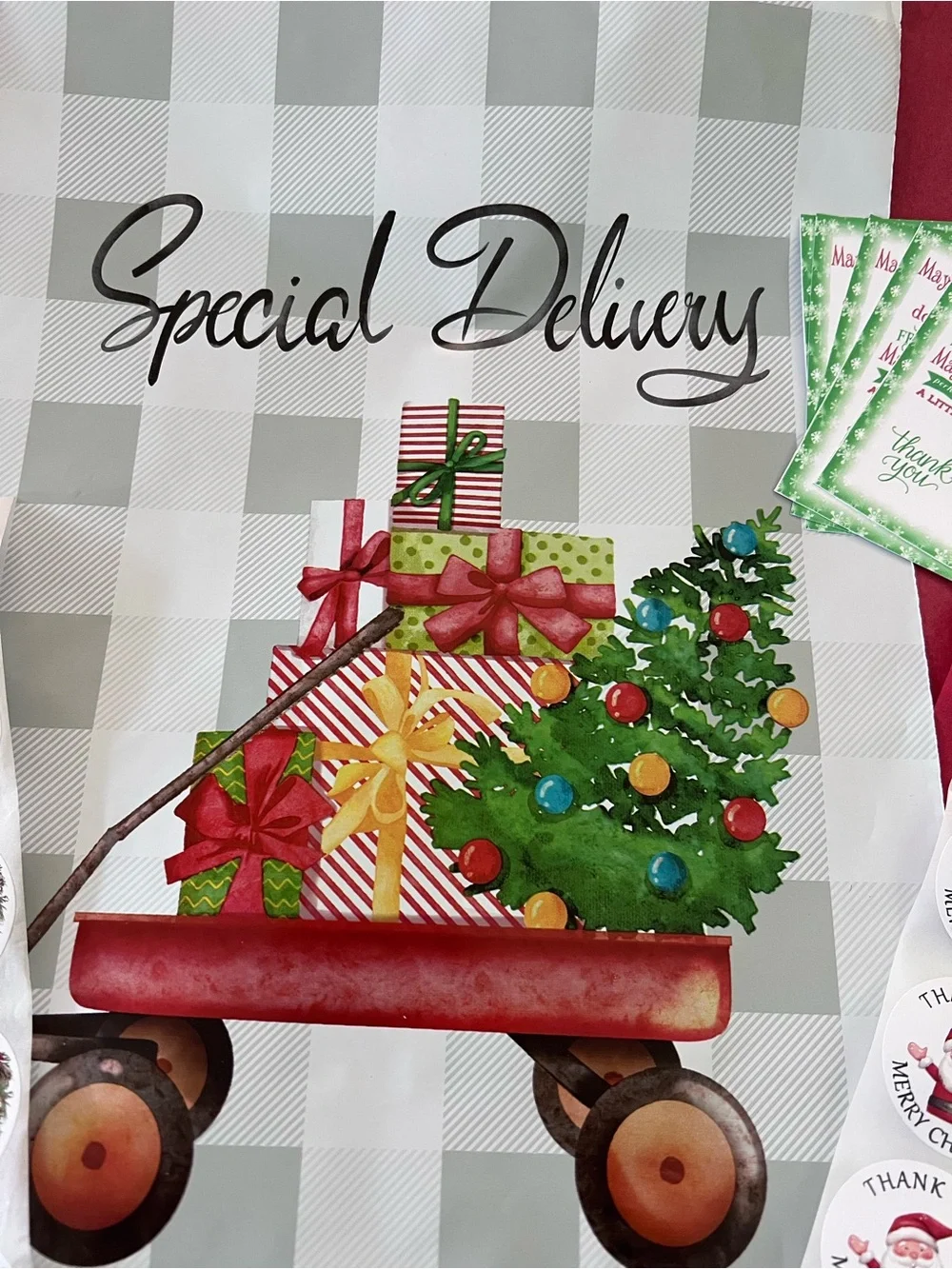Special Delivery Holiday Poly Mailer Set - 10x13 Polys, 2” Stickers, TY Cards